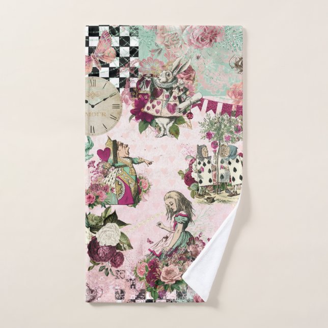Alice rose élégant au pays des merveilles (Serviette à main)