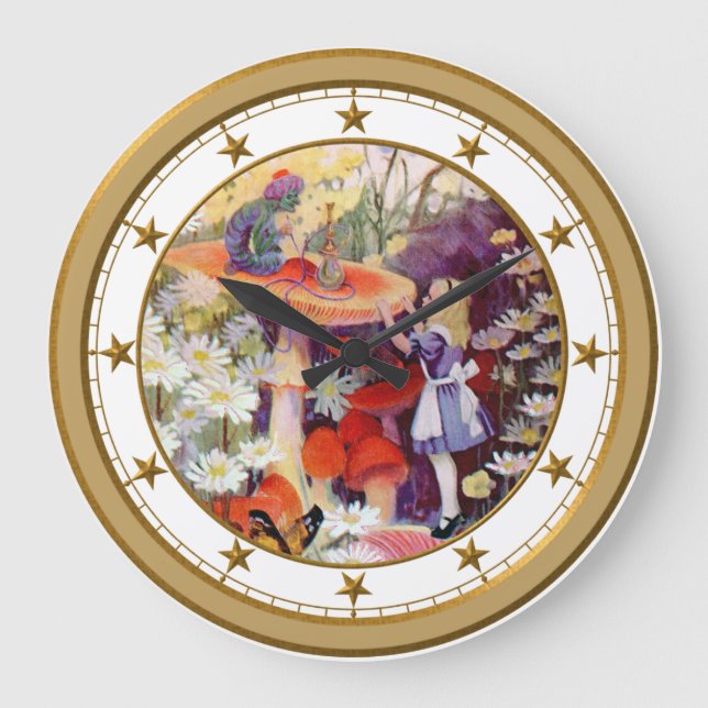 Alice Seeks Advice From The Caterpillar Large Clock (Front)