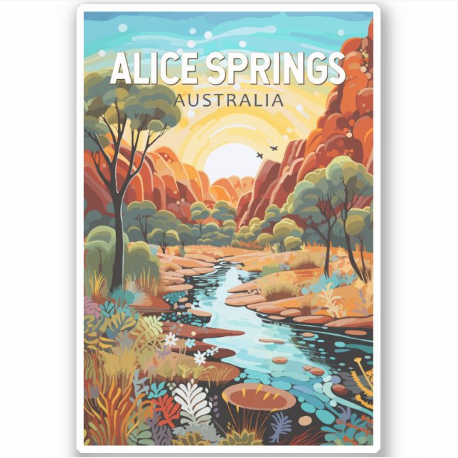 Alice Springs Australia Travel Art Vintage (Front)