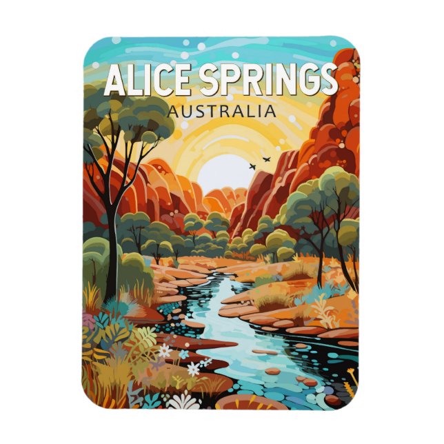 Alice Springs Australia Travel Art Vintage Magnet (Vertical)