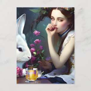 Alice Tea Party Avec Carte Postale Rabbit