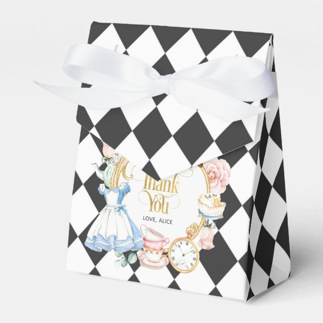 Alice tea party wonderland birthday purple favour  favor box (Front Side)