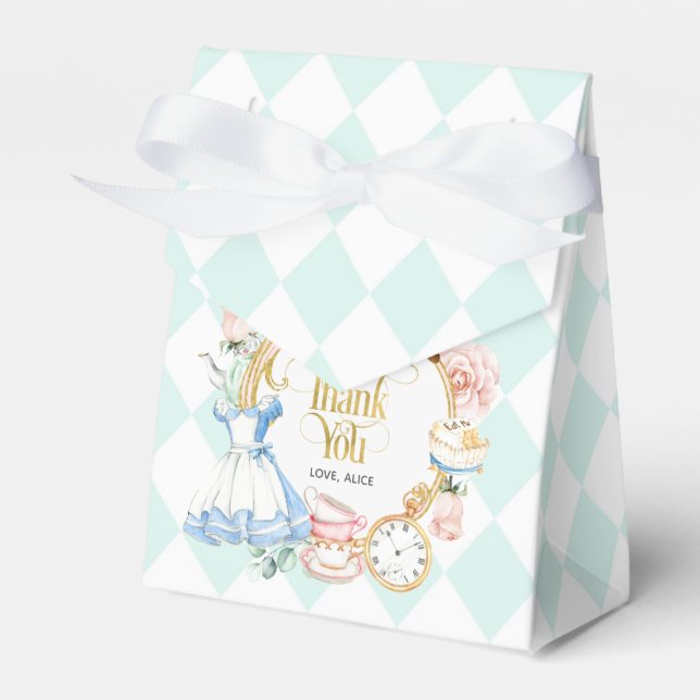 Alice tea party wonderland birthday purple favour  favor box (Front Side)