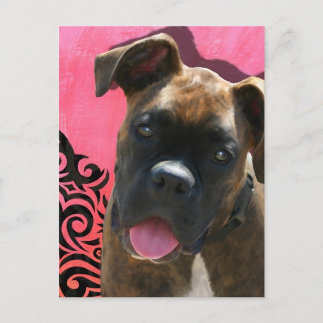 Alice the Boxer Pup by Jen Geraghty Postcard (Front)