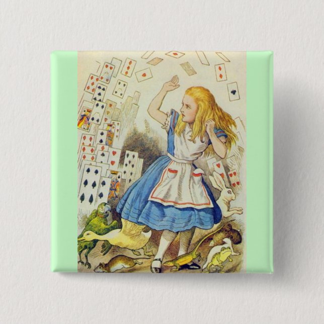 Alice & the Cards Full Colour 2 Inch Square Button (Front)