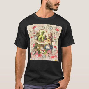 Alice  The Caterpillar Collage - On Vintage Textbo T-Shirt