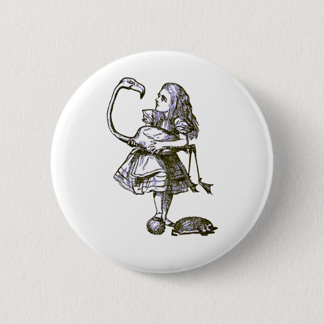 Alice & the Flamingo 2 Inch Round Button (Front)