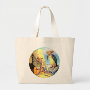 Alice, the Griffin & the Mock Turtle in Wonderland Large Tote Bag
