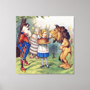 Alice, The Lion and the Unicorn in Wonderland Canvas Print