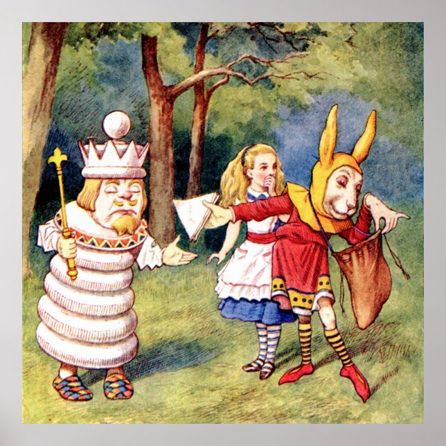 Alice, the White King & the Rabbit in Wonderland Poster (Front)