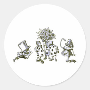 Alice & the Wonderland Gang in Blue Tint Classic Round Sticker