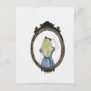 Alice through the looking glass postcard