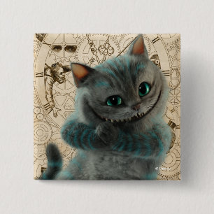 Alice Thru the Looking Glass   Cheshire Cat Grin 2 Inch Square Button