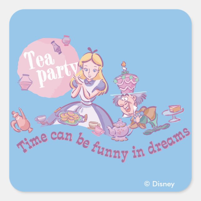Alice | Time Can Be Funny In Dreams Square Sticker (Front)