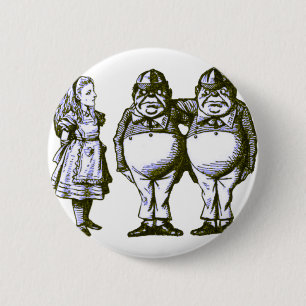 Alice, Tweedle Dee & Tweedle Dum in Blue Tint 2 Inch Round Button