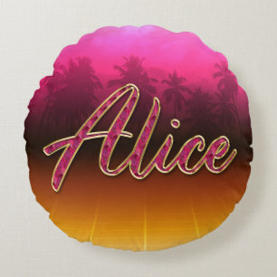 Alice Vorname Name golden pink Kissen Round Pillow