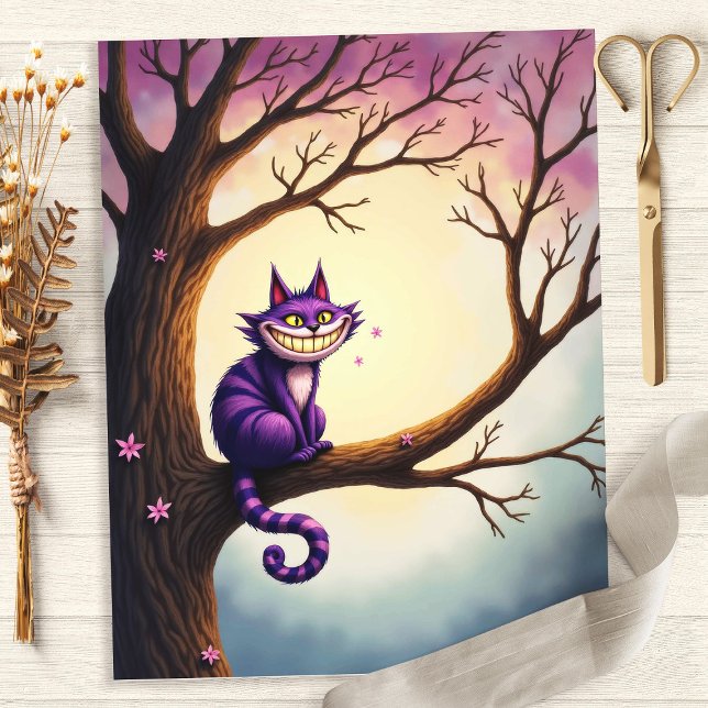Alice Whimsical Cheshire Cat Scrapbook Paper (Creator Uploaded)