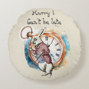 Alice - White Rabbit 1865 Round Pillow