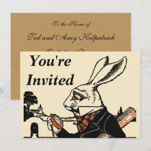 Alice White Rabbit Classic Wonderland  Invitation