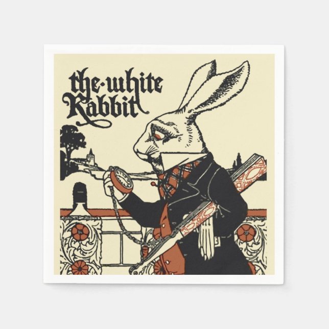 Alice White Rabbit Classic Wonderland  Napkin (Front)