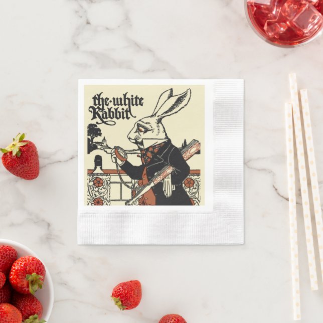 Alice White Rabbit Classic Wonderland  Napkin (Insitu)