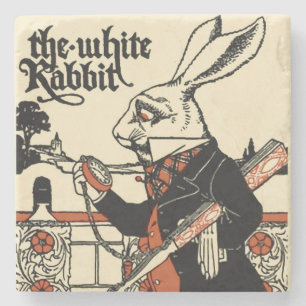 Alice White Rabbit Classic Wonderland Stone Coaster