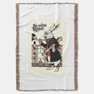 Alice White Rabbit Classic Wonderland  Throw Blanket