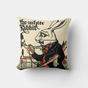 Alice White Rabbit Classic Wonderland Throw Pillow