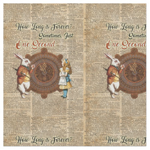 Alice & White Rabbit Vintage Dictionary Art Quote Fabric