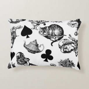Alice White Rabbit Wonderland Cheshire Cat Accent Pillow