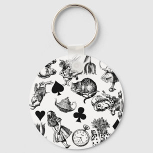 Alice White Rabbit Wonderland Cheshire Cat Keychain
