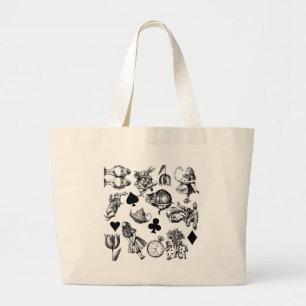 Alice White Rabbit Wonderland Cheshire Cat Large Tote Bag