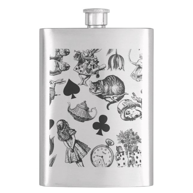 Alice White Rabbit Wonderland Classic Hip Flask (Front)