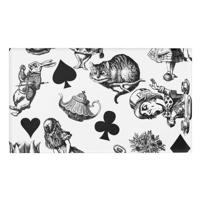 Alice White Rabbit Wonderland Classic Name Tag (Front)