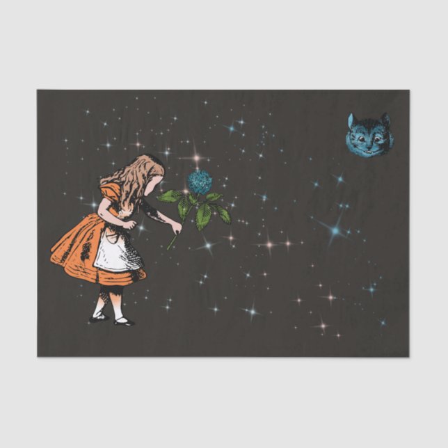 Alice with Clover, Twinkling Stars, Cheshire Cat Tissue Paper (Front)