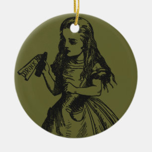 Alice with "Drink Me" Bottle Ceramic Ornament