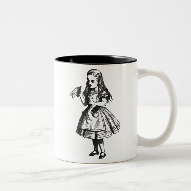 Alice with "Drink Me" Bottle Two-Tone Coffee Mug (Right)