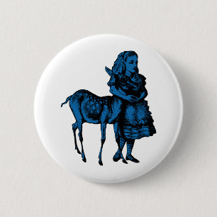 Alice with Fawn Inked Blue Fill 2 Inch Round Button