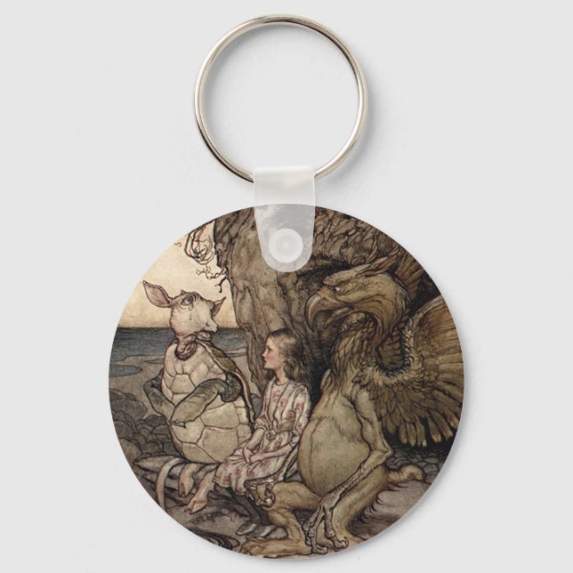 Alice with the Gryphon and the Mock Turtle Keychain (Front)