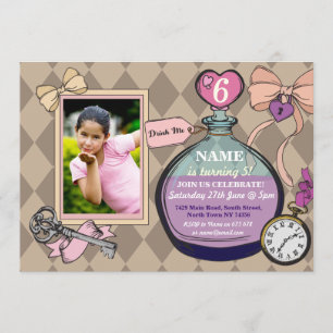 Alice Wonderland Anniversaire Photo Invitation