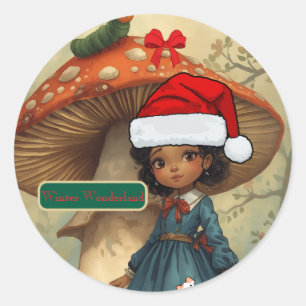 Alice Wonderland Caterpillar Christmas Classic Round Sticker