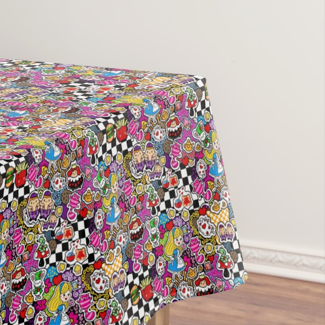 Alice Wonderland Mad Hatter Cat Doodle Art by Leah Tablecloth (In Situ)