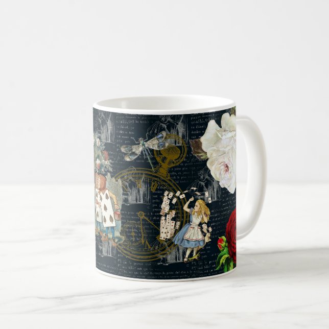 Alice Wonderland Roses Cards Literary Blue Mug (Front Right)