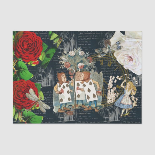 Alice Wonderland Roses Cards Literary Tissue Paper (Front)