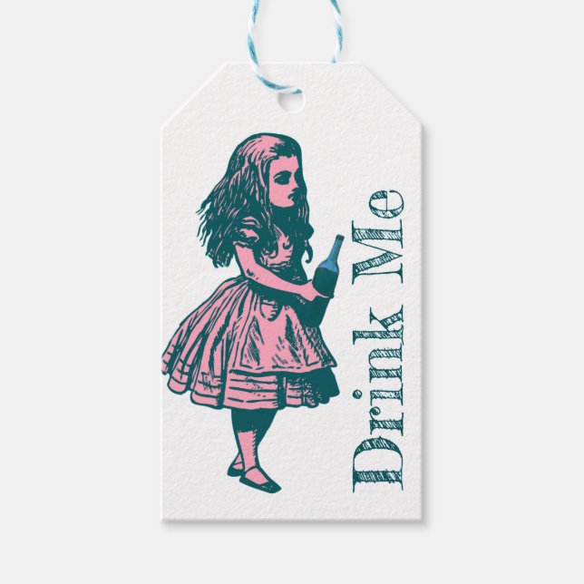 Alice Wonderland Silhouette Drink Me ink Gift Tag (Front)
