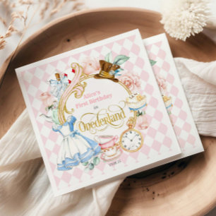 Alice Wonderland Tea Party, Girl 1st birthday  Napkin