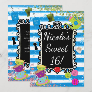 Alice Wonderland Tea Party Invitations
