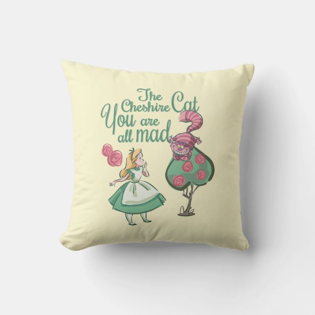 Alice | You Are All Mad Throw Pillow (Front)