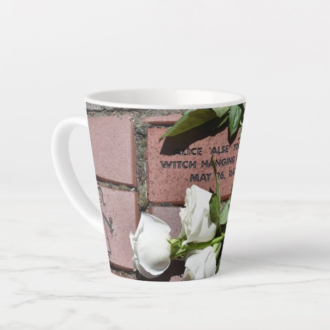 Alice Young Memorial Brick with White Roses Mug (Left Angle)