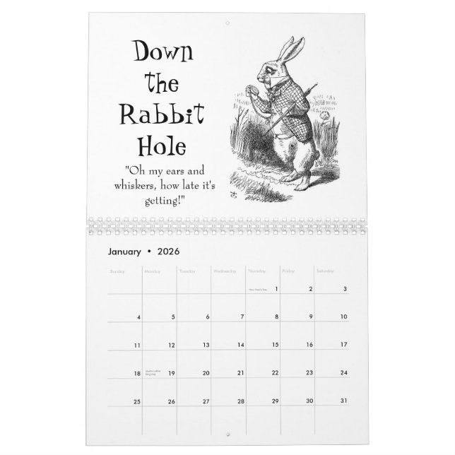 Alice's Adventures in Wonderland Calendar (Jan 2026)